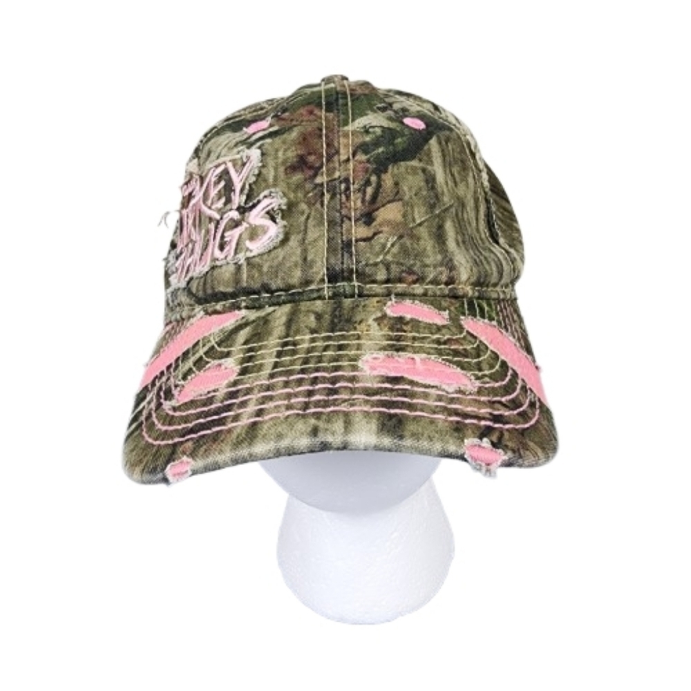 Mossy Oak Turkey Thugs Camo And Pink Distressed Cap OS Womens Fit